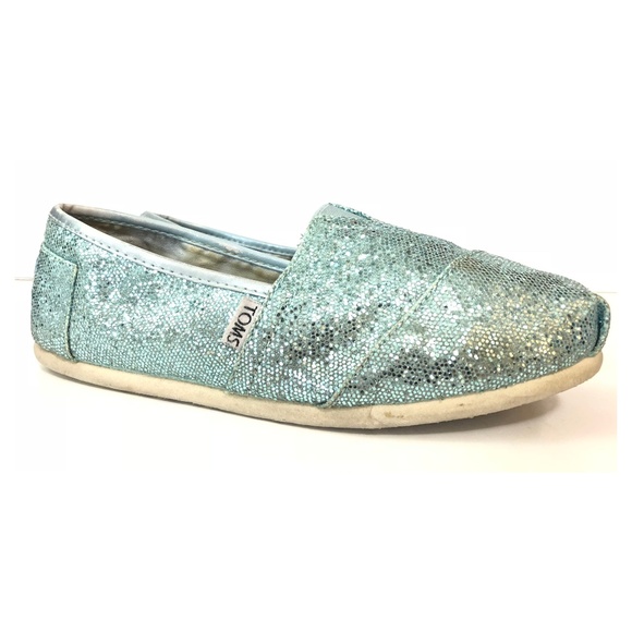 TOMS Shoes - Toms Aqua Glitter Canvas Slip On Shoes